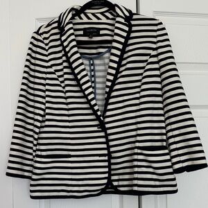 Talbots Black and White Striped Blazer